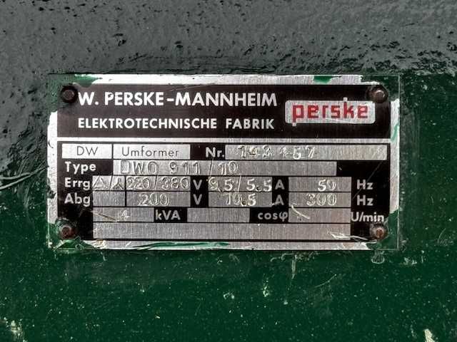 Przetwornica częstotliwości PERSKE DWO 911/10 3,3 kW 300 Hz