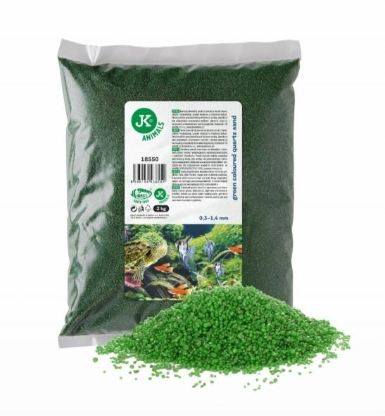 Barwiony piasek kwarcowy zielony, 2 kg, do akwarium lub terrarium