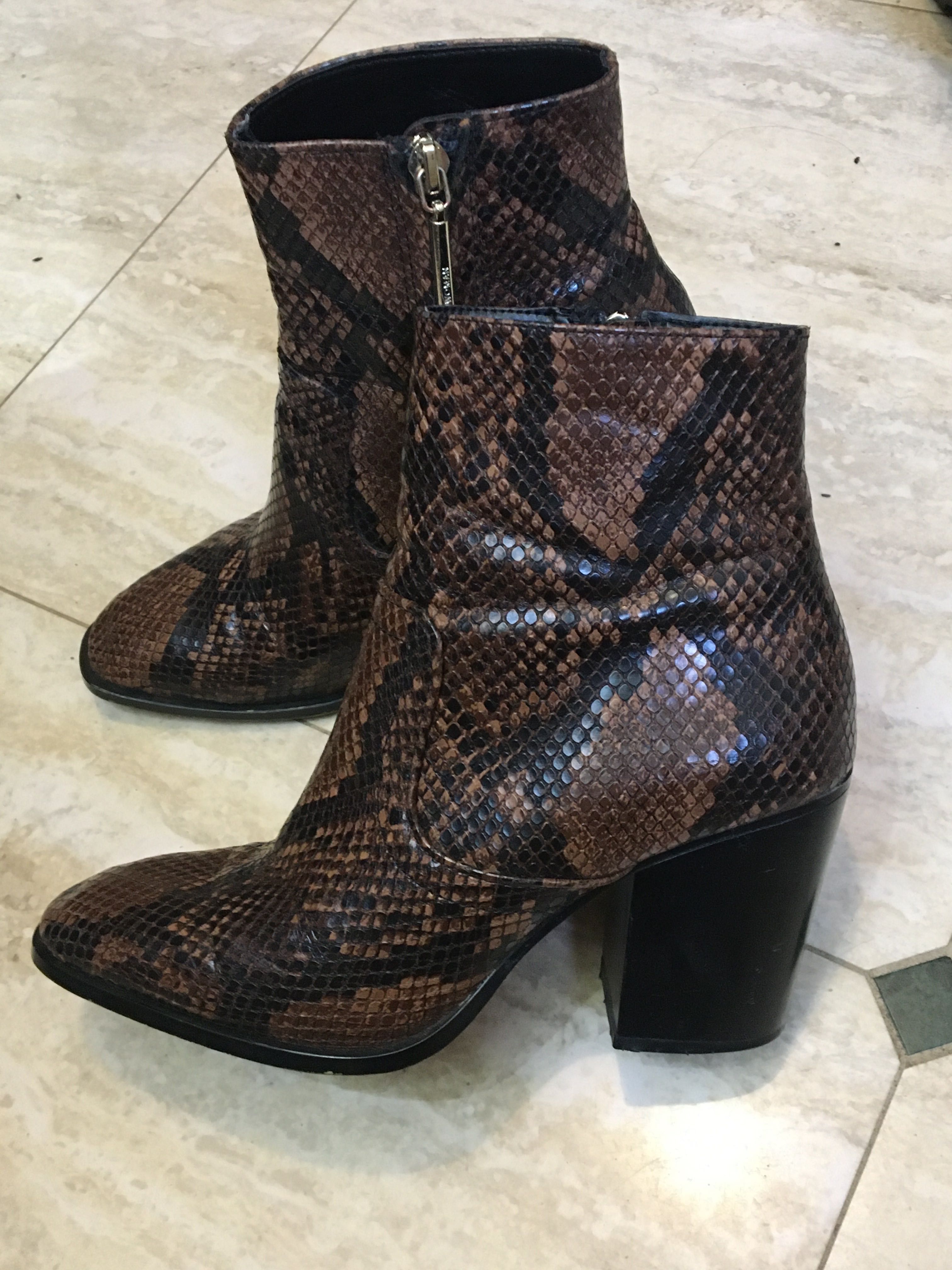 Zara Woman, 37, 23,5 cm, wężowy wzór, zwierzęcy, botki na klocku