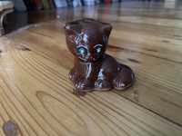 Śliczny kot szkliwiony gliniany ręcznie malowany kotek - figurka
