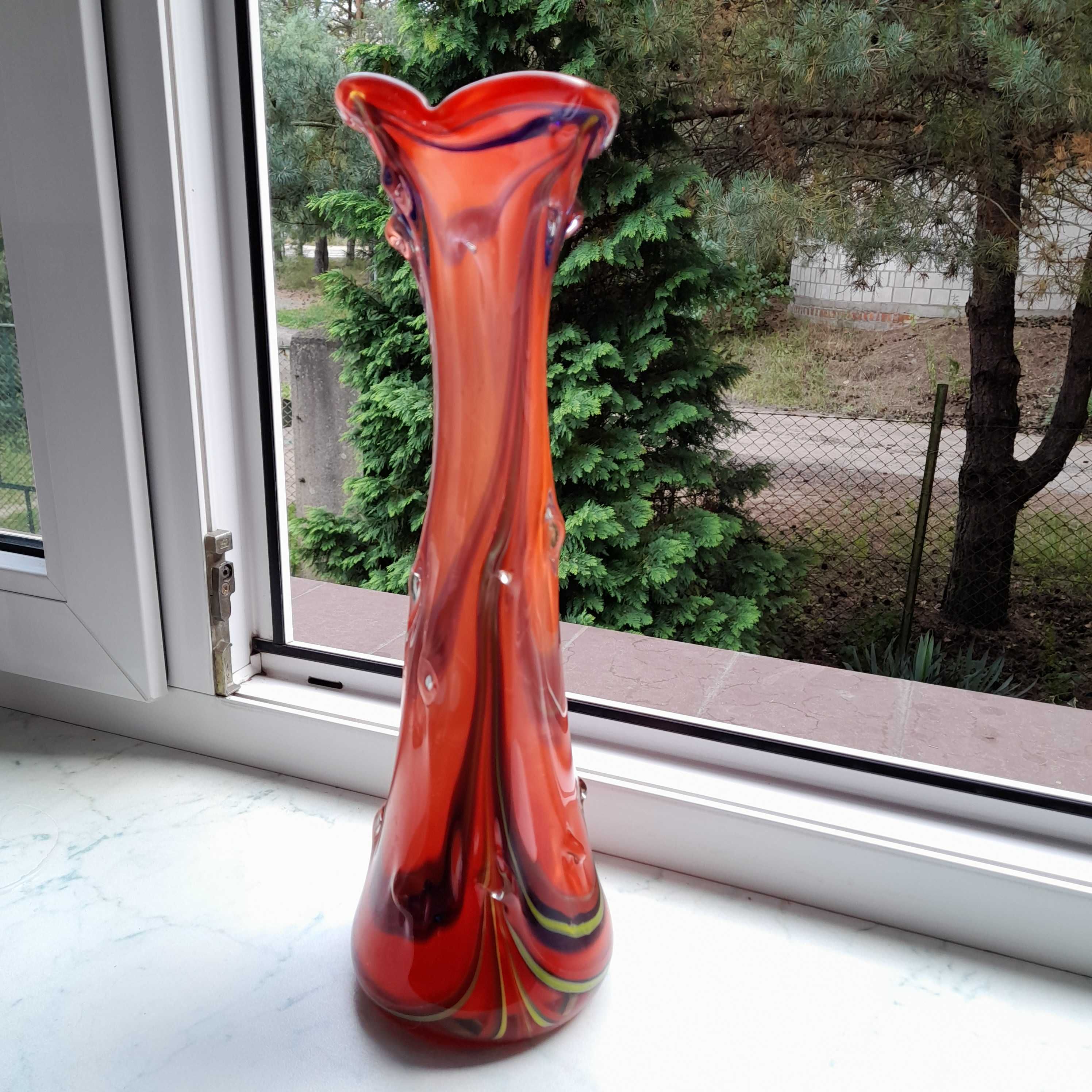 Piękny wysoki kolorowy wazon z lat 1960/70
