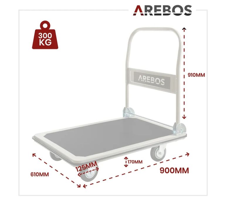 Wózek platformowy transportowy Arebos składany do 300 kg