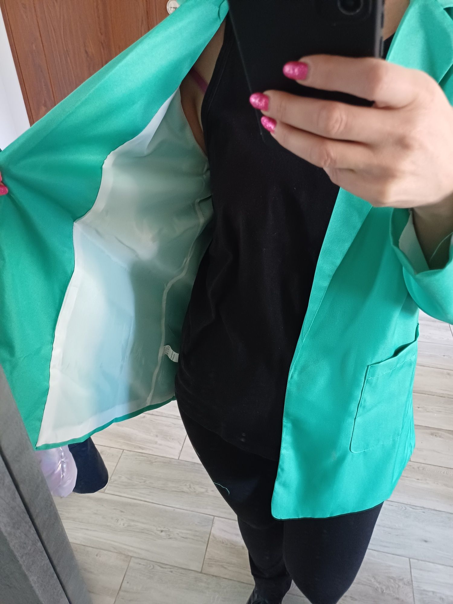 Zielona marynarka, żakiet, krój oversize, rozmiar S