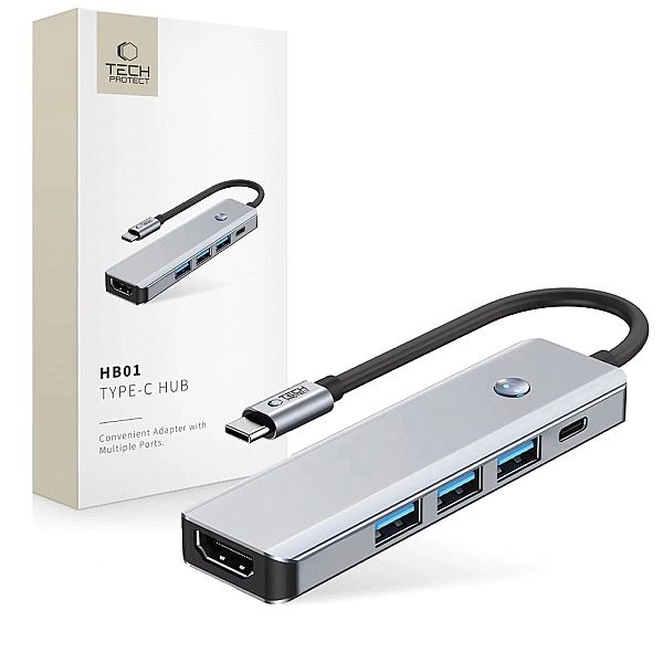 Tech-Protect Hb01 Hub Adapter 5In1 Type-C + Usb3.0 + Hdmi 4K 60Hz + Pd