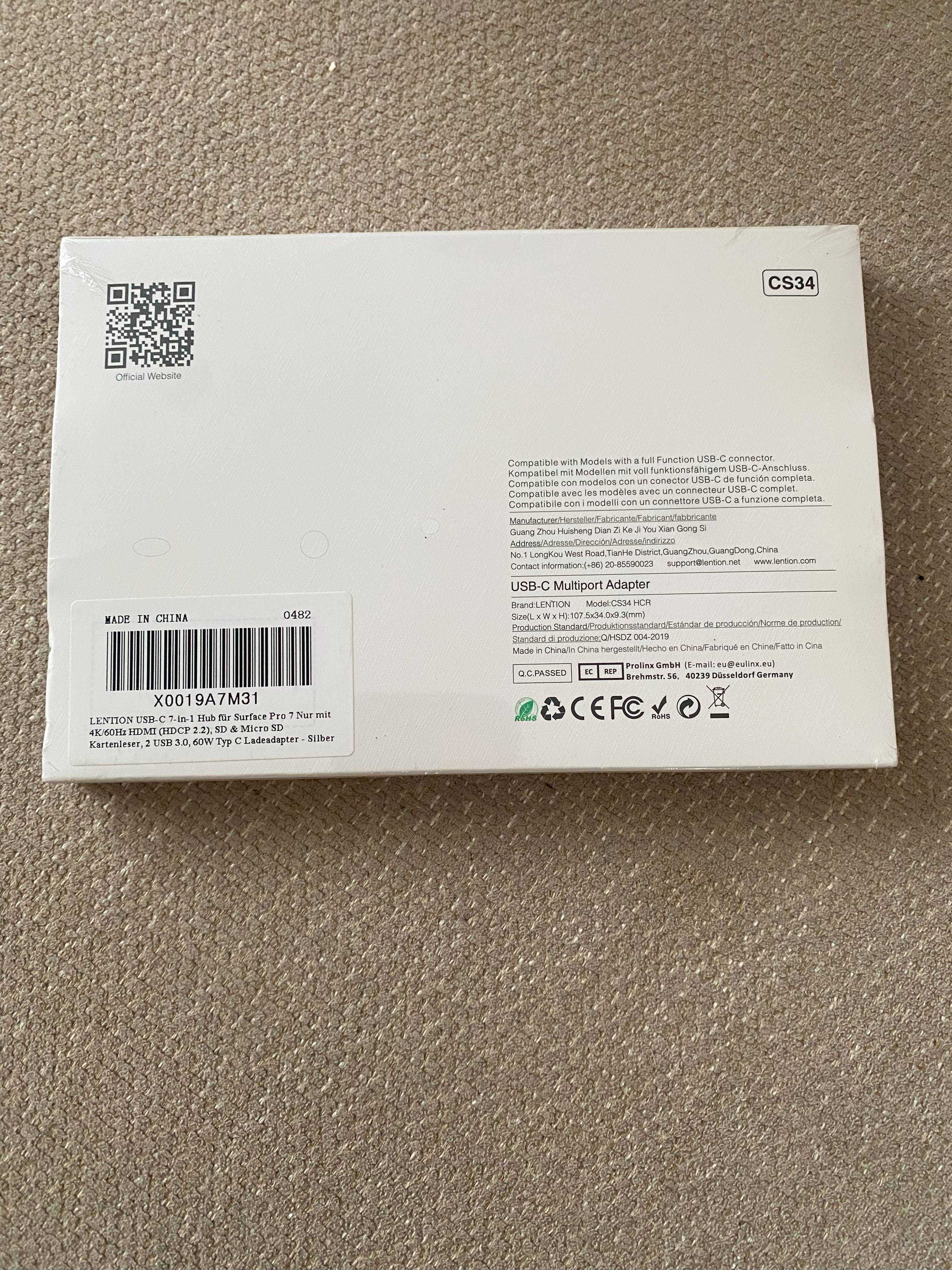 LENTION 6 w 1 -  Koncentrator do laptopa - NOWY firmowo - USB, HDMI