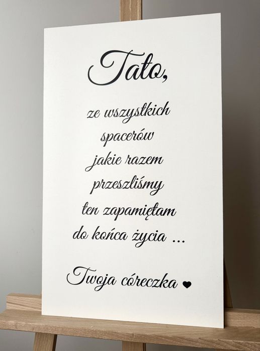 Tablica ślubna Tato ze wszystkich spacerów czarny napis wesele ślub