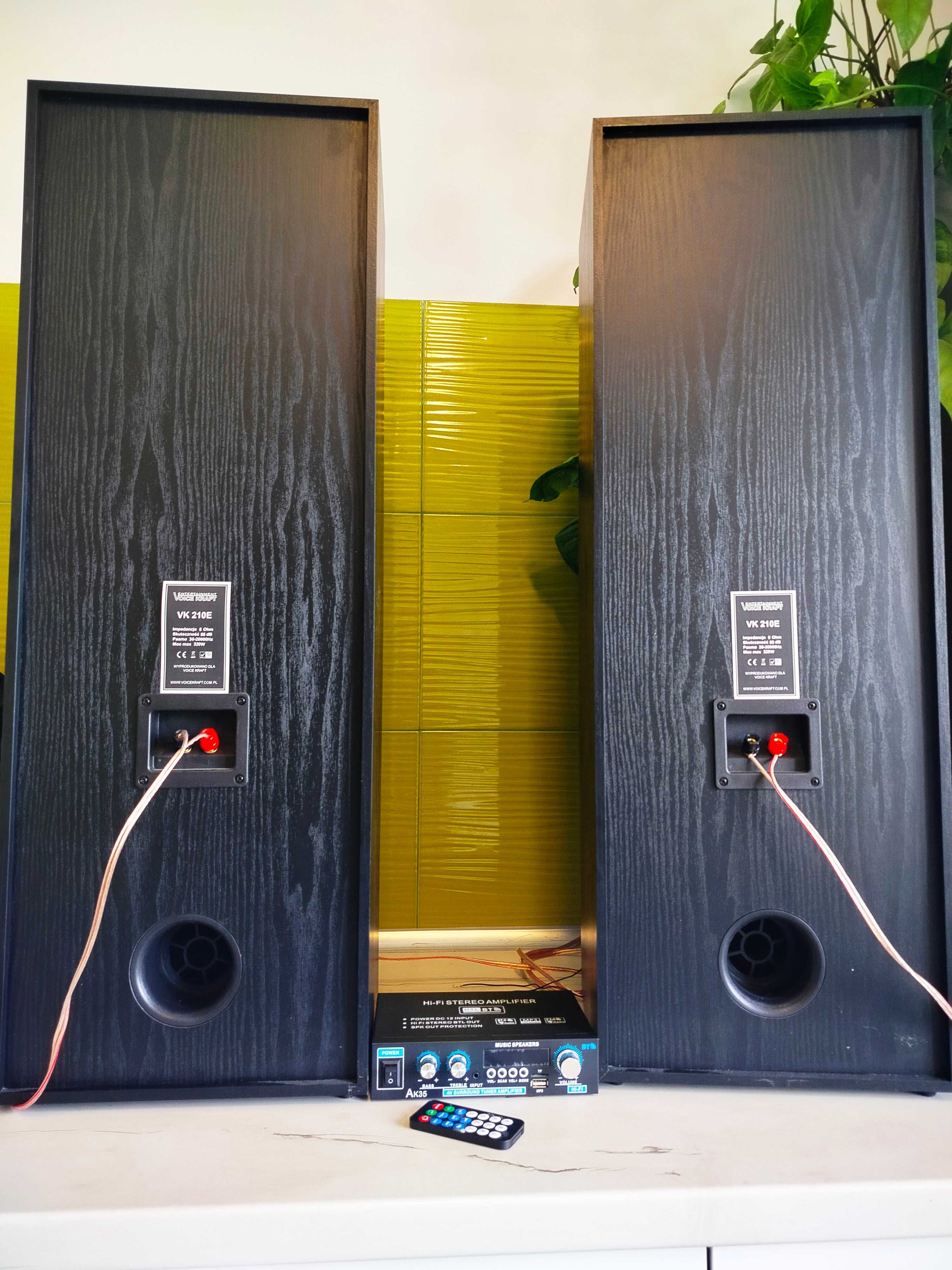 Duże kolumny VK 212E plus wzmacniacz z radiem i bluetooth-pilot