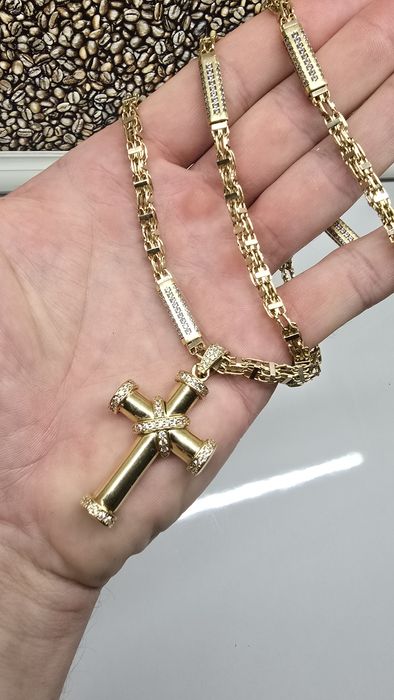 Złoty męski łancuch Magnum 750 zestaw 53 gr