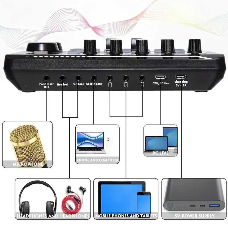 karta USB Pc/Android tablet mikser na żywo live efekty bateria