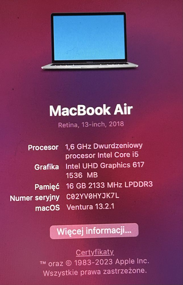 MacBook Air Retina 2018 16GB