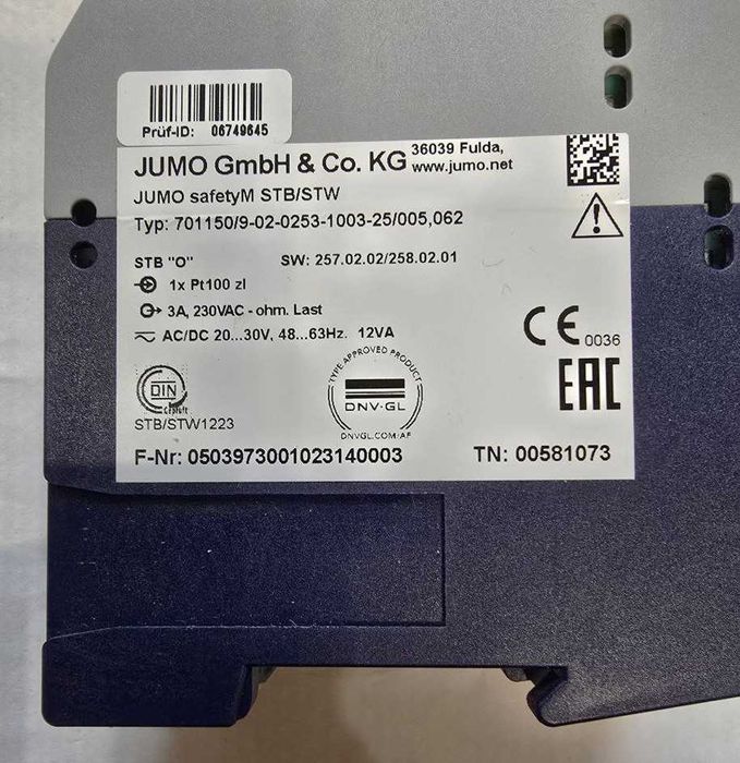 JUMO safetyM STB/STW Електронний обмежувач температури безпеки