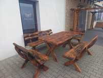 Meble ogrodowe stół 180x90 dwie ławki 189,dwie 0.90.
