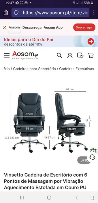 Artigo novo nunca utilizado! Cadeira de escritório (estilo executivo)
