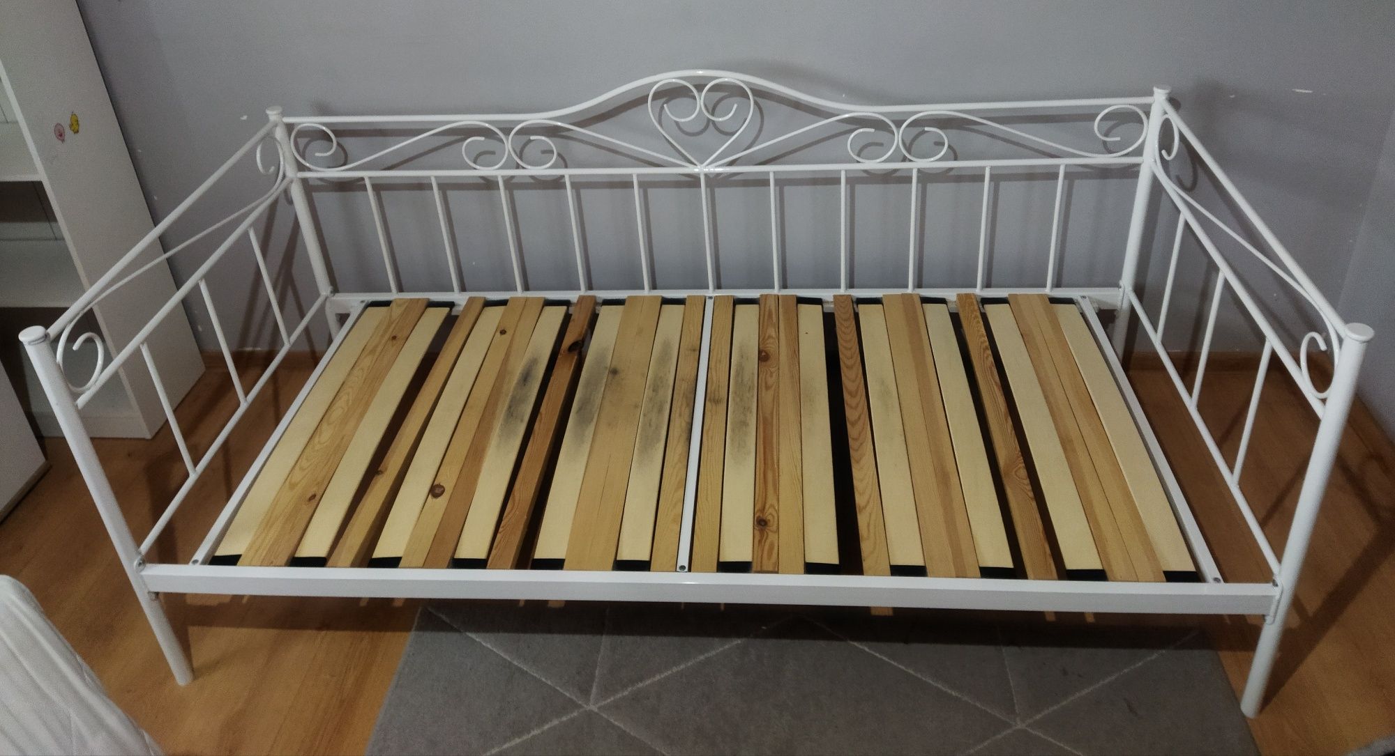 Łóżko metalowe białe 90x200