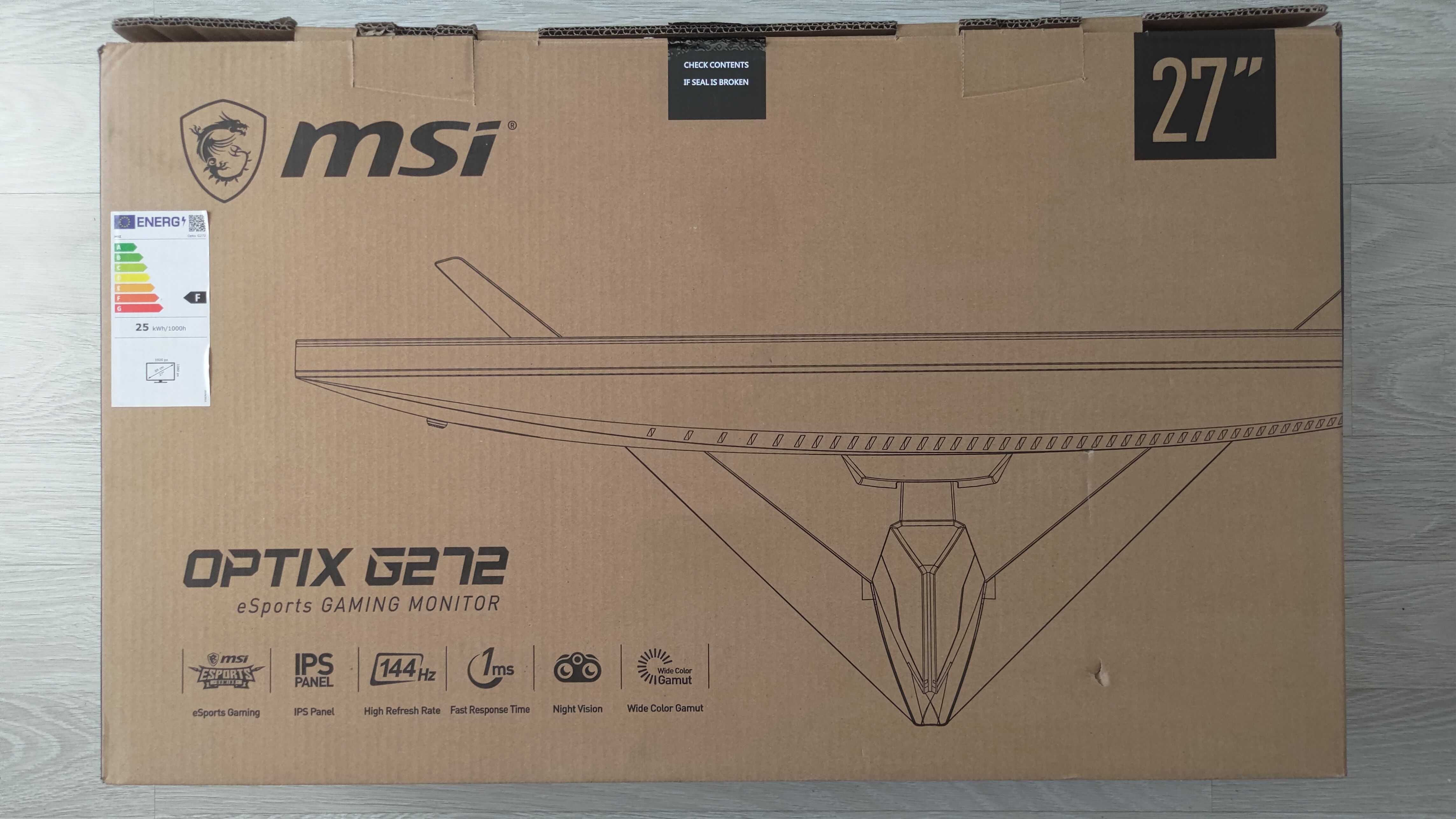MSI Optix G272 27" 1920x1080px IPS/PLS 144Hz 1ms G-Sync