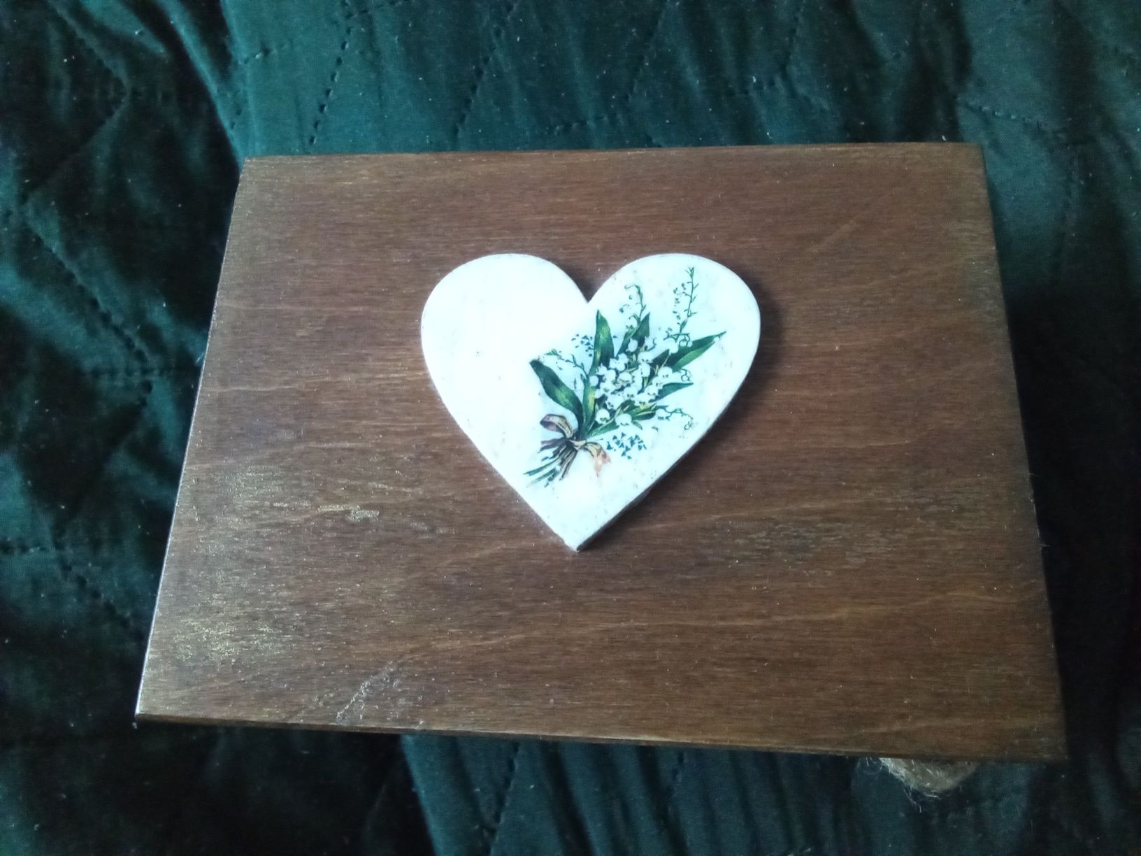 Skrzynka na koperty i pudełko na obrączki konwalie boho decoupage