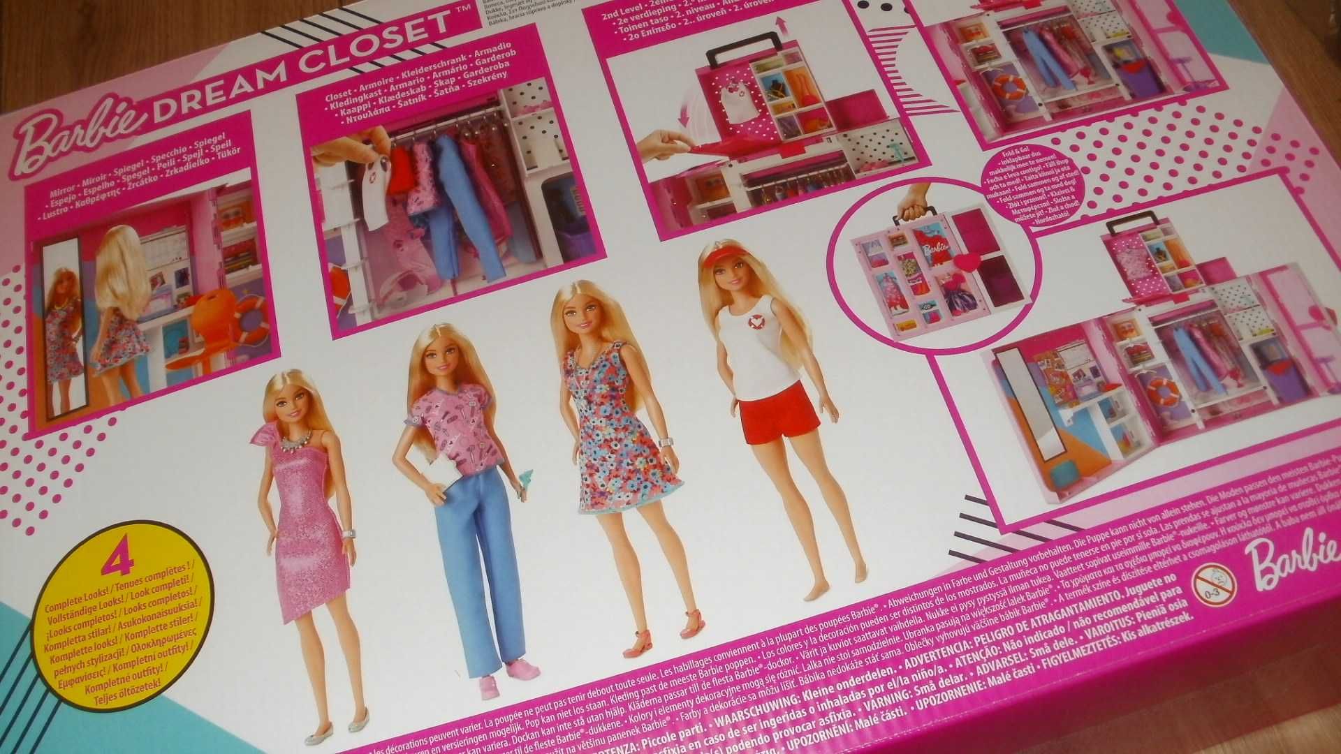 Barbie garderoba zestaw z lalką + 36 akcesoriów HGX57