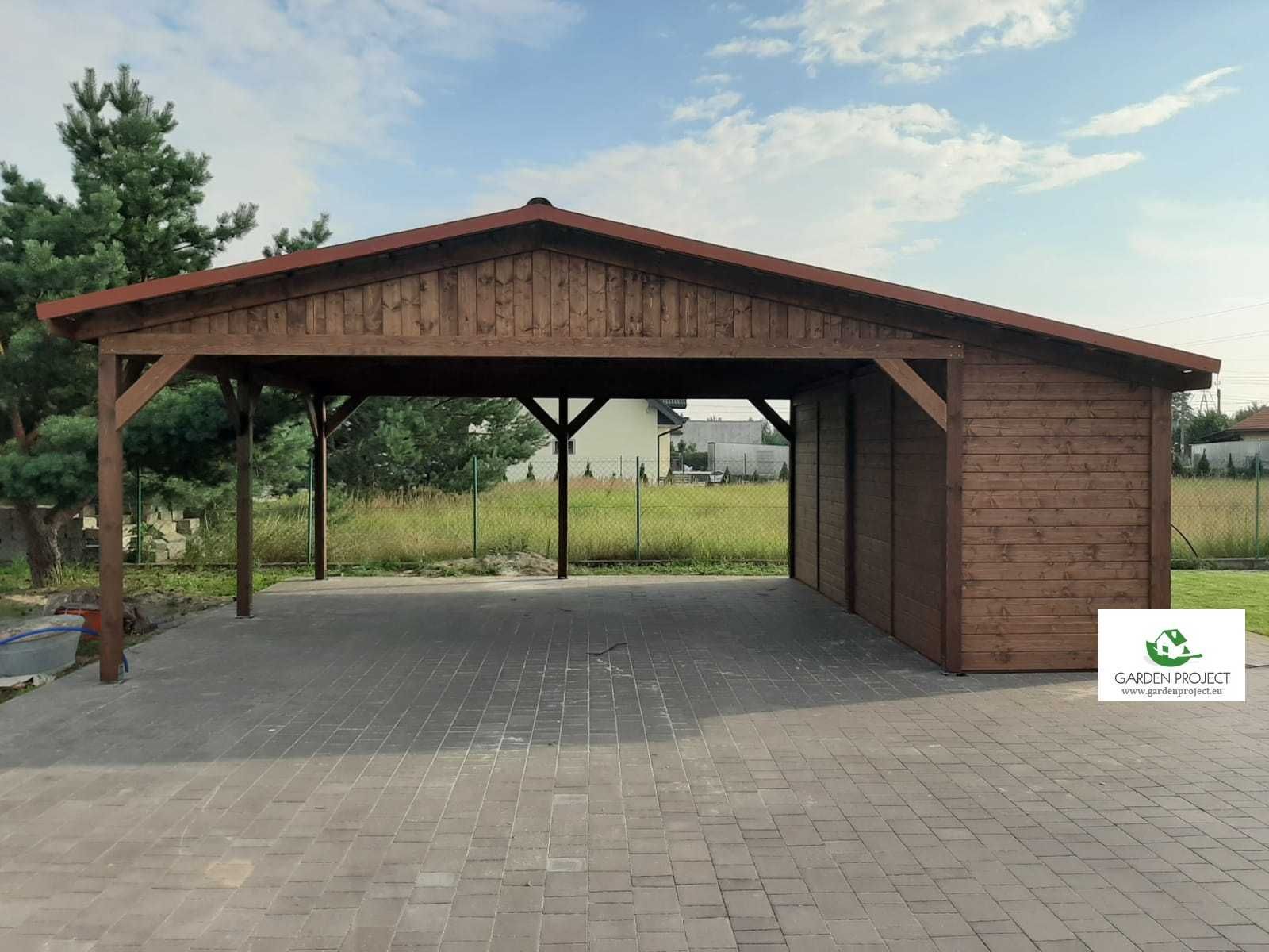 wiata carport 2 z pomieszczeniem gospodarczym 45m2