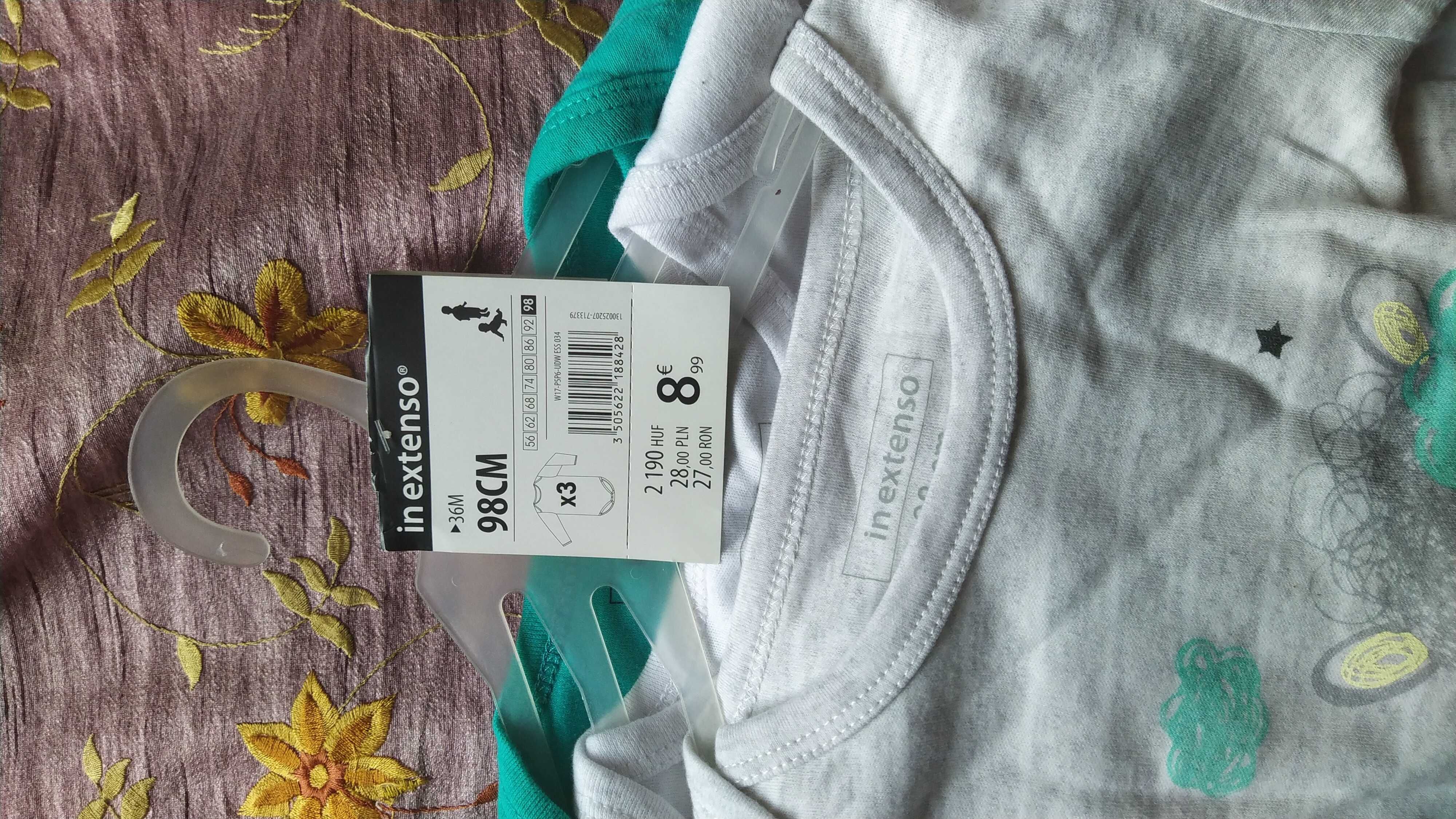 3x Body długi rękaw.  Rozmiar 98. In extenso (Auchan). NOWE