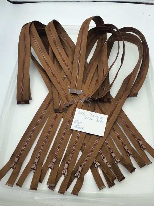 Zamek suwak drobna kostka brąz zestaw 10 szt.-65 cm.