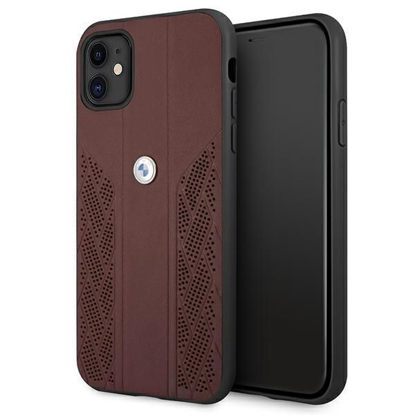 Etui Skórzane do iPhone 11 / Xr 6,1" BMW Czerwony Kurz z Logo