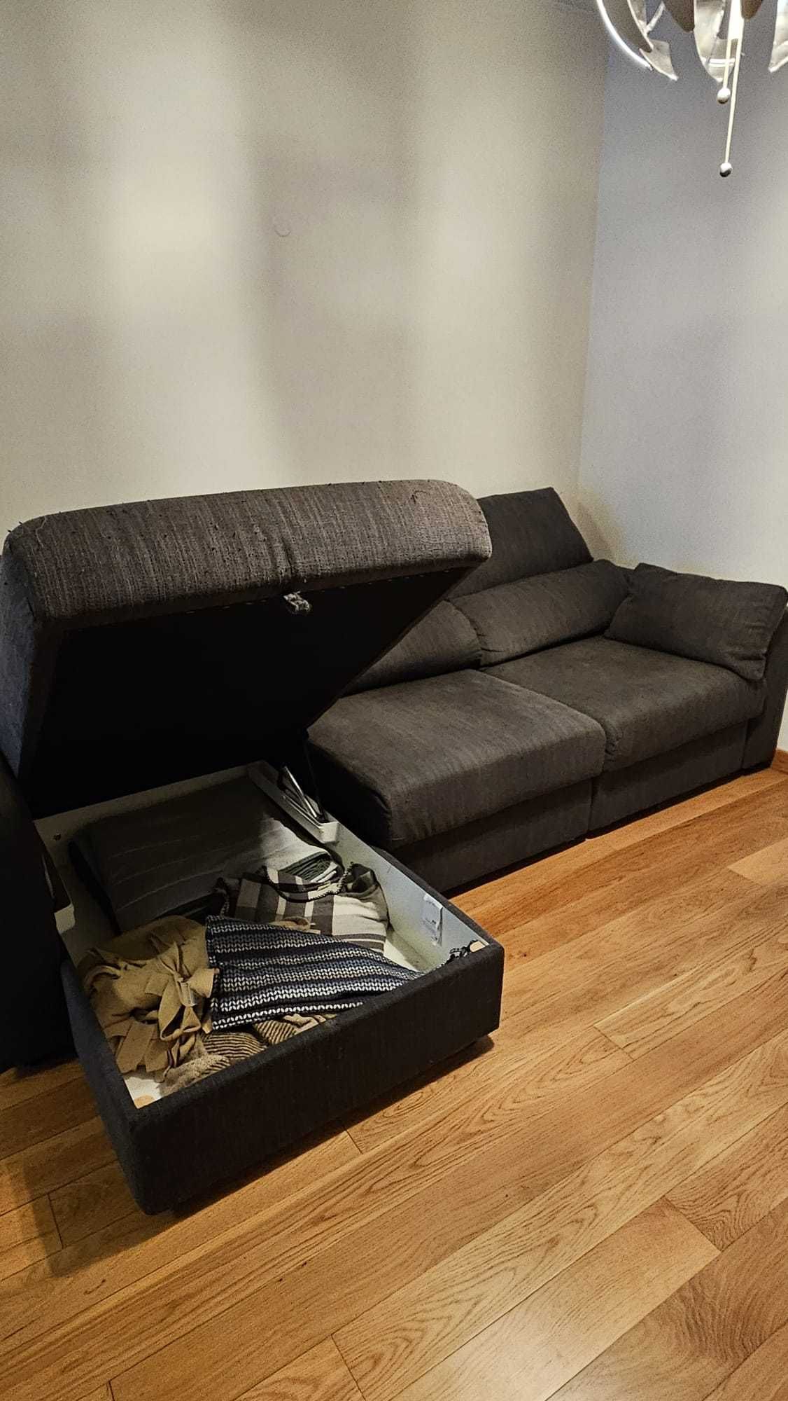 Sofá-cama de 3 lugares com chaise longue