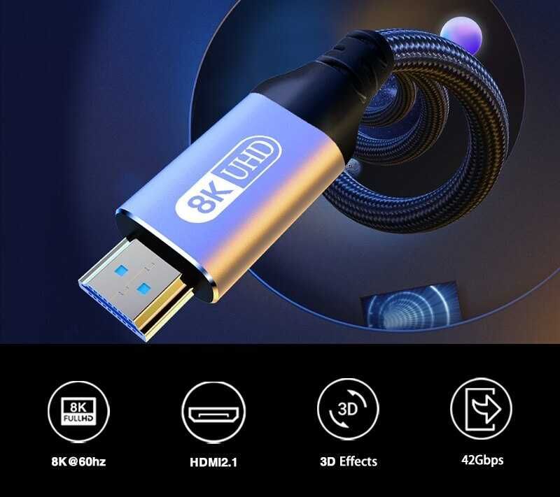 Кабель HDMI v2.1 8K 1/2/3 метра Grey Ultra High Speed HDR