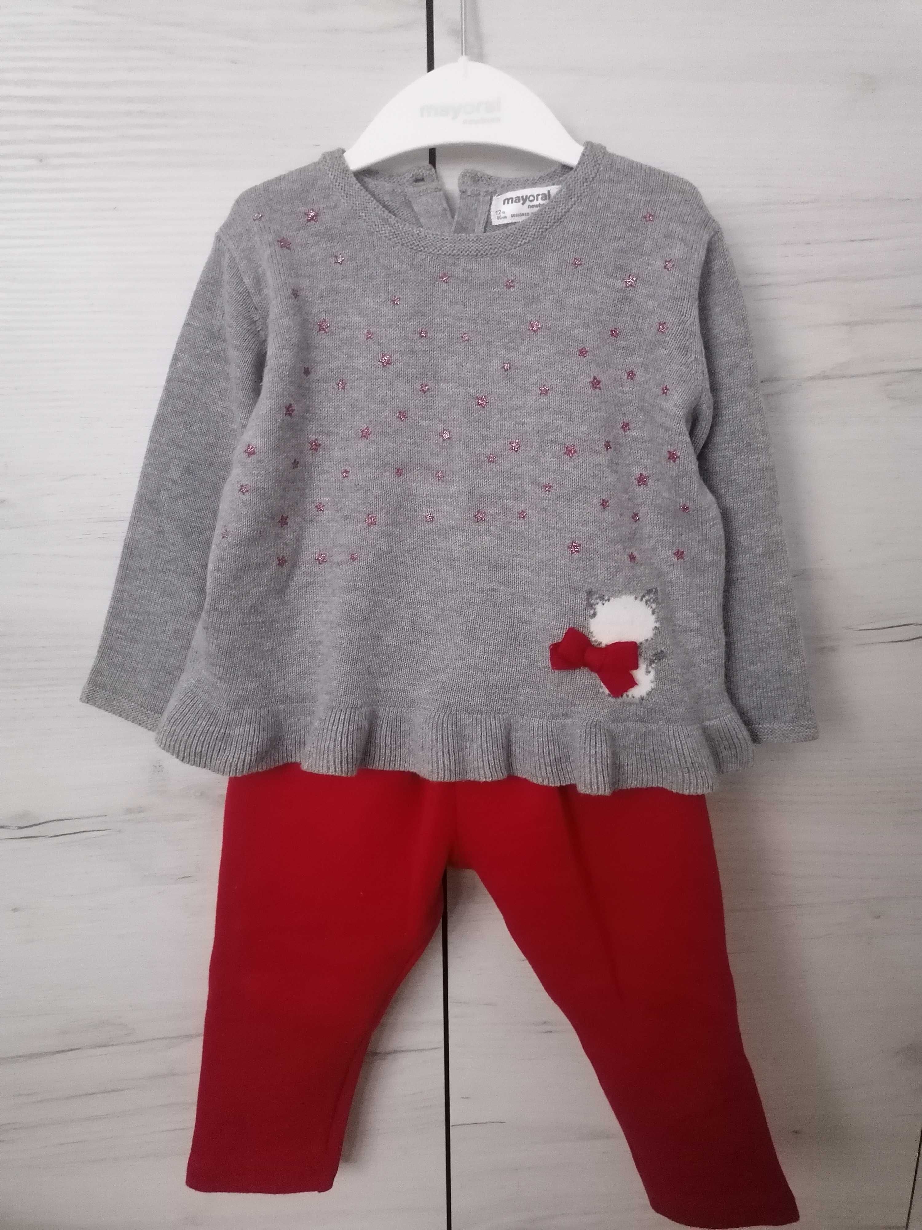 Komplet Mayoral sweterek + spodnie dla dziewczynki rozmiar 80