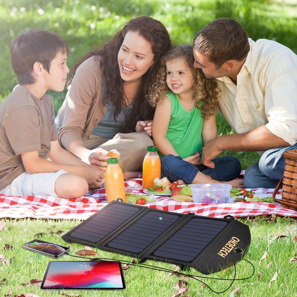ładowarka solarna słoneczna usb składana 19w 2xusb czarna