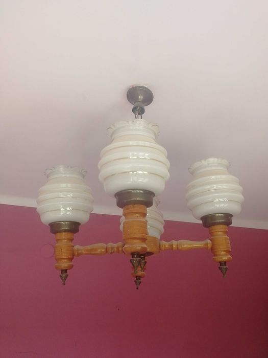 Żyrandol drewniany 4 ramienny