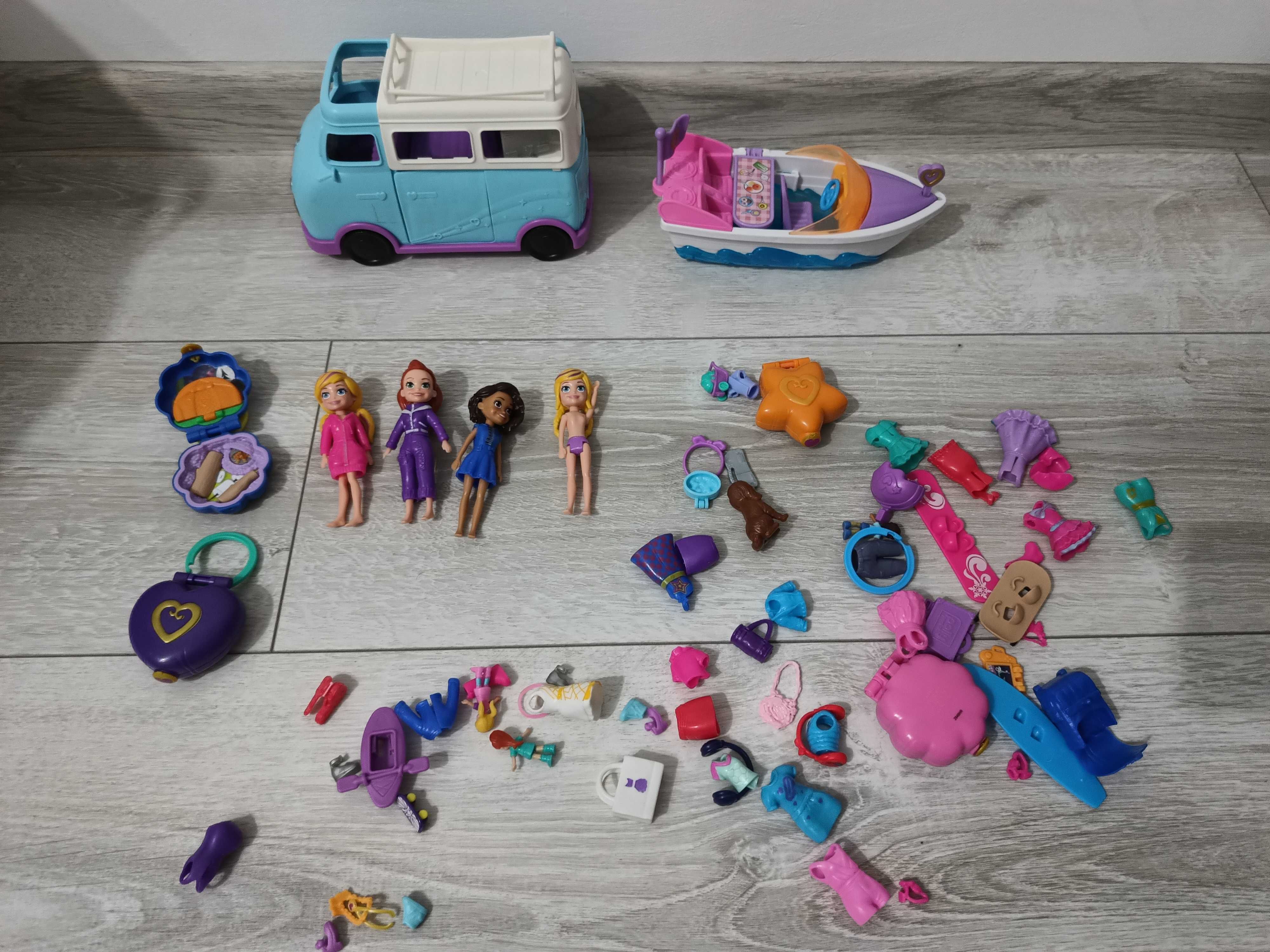 Figurki Polly pocket motorówka + kamper