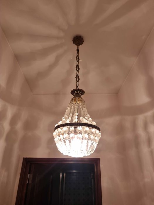 Candeeiro de Tecto Vintage com Cristais