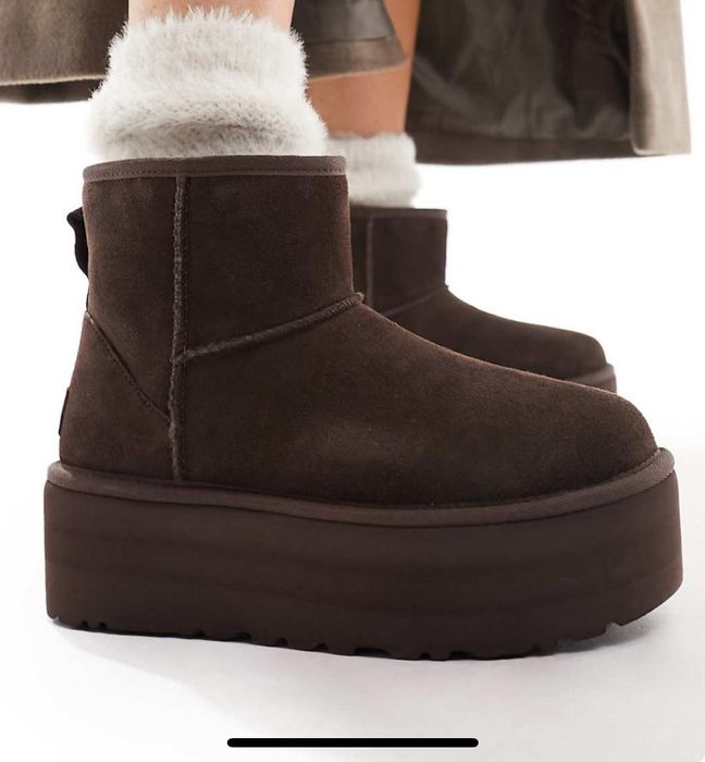 piękne buty na zimowe brązowe UGG czekoladowe buty ocieplane modne