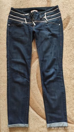 Брюки джинсовые, тёмно-синий, б/у, размер L
