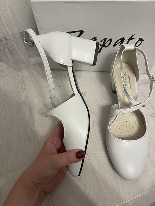 Buty białe ślubne Zapato skórzane