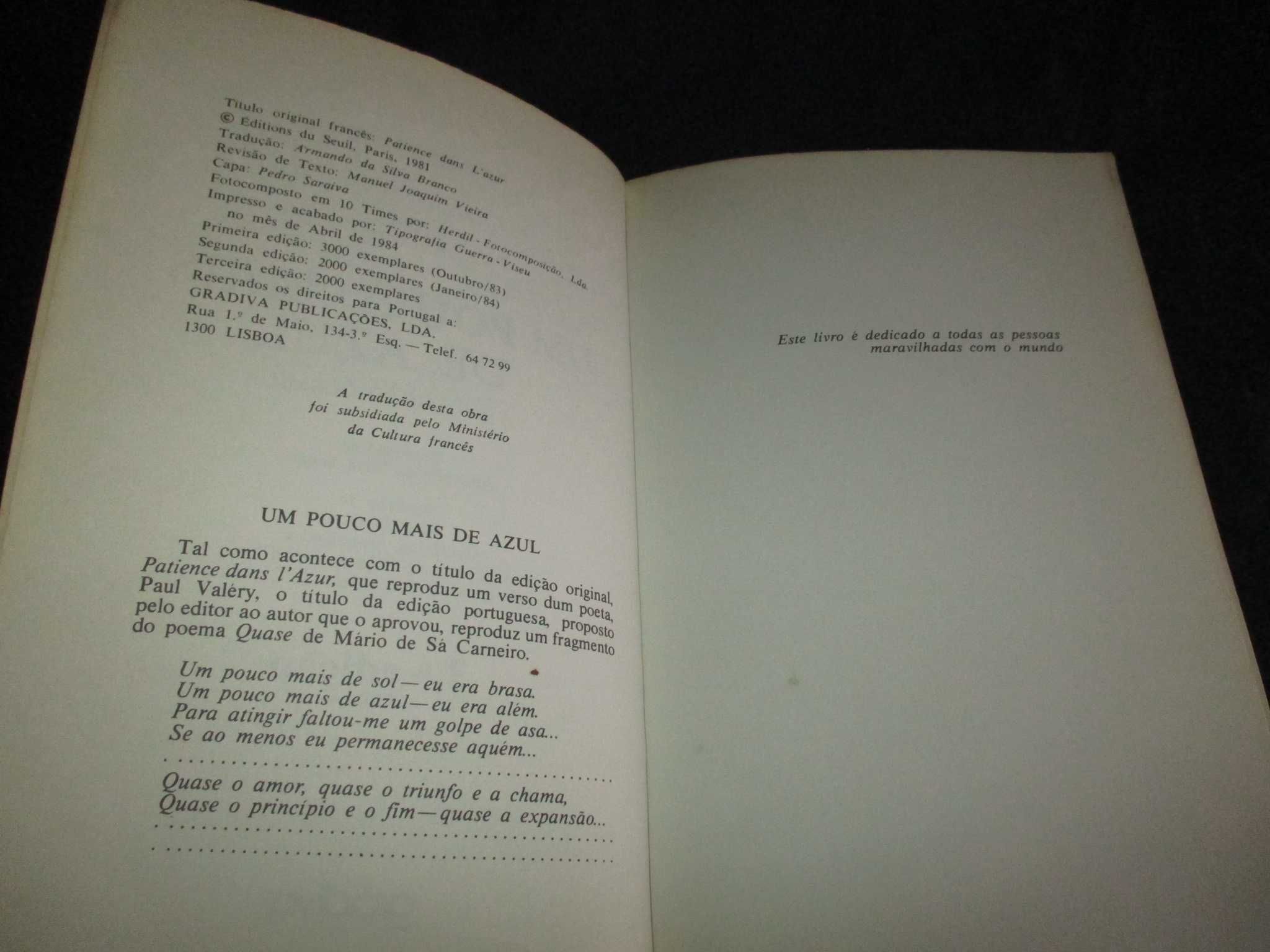 Livro Um pouco mais de azul A evolução cósmica Hubert Reeves