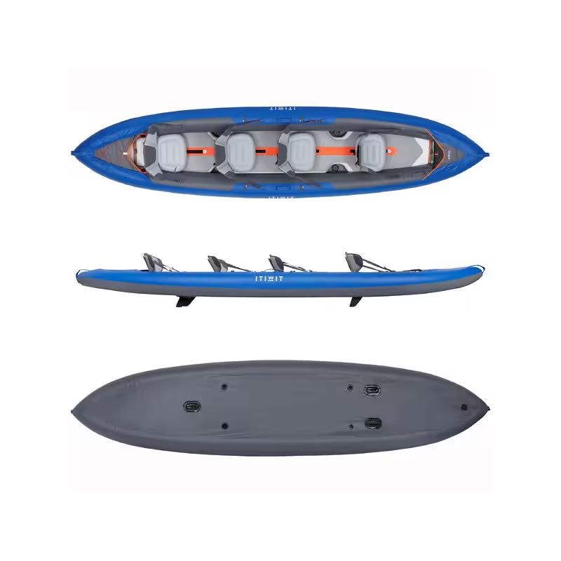 Kit Canoa Kayak Insuflável 4 Pax Fundo Alta Pressão X100+