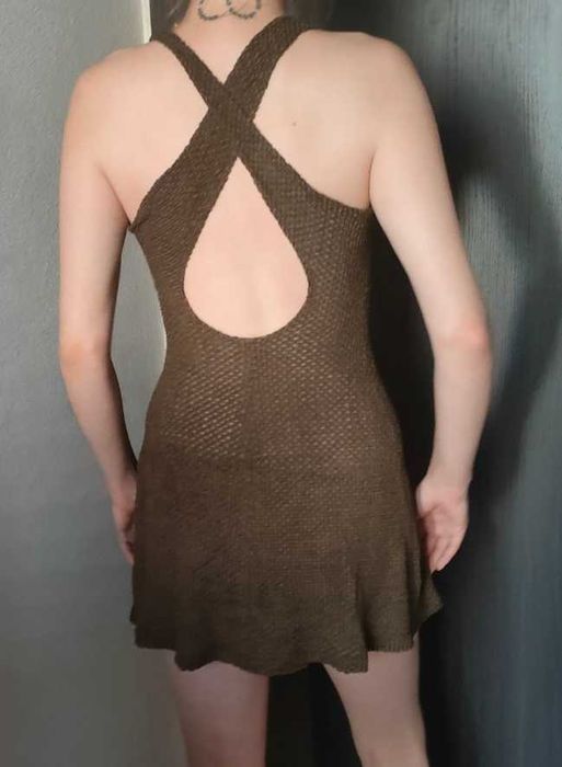 MOHITO_Piękna Sukienka Koktajlowa_Brąz_36_Mini_OKAZJA