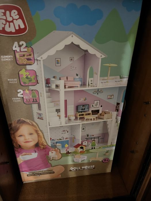 Domek drewniany dla dzieci mebelki drewno nowe prezent dzien dziecka