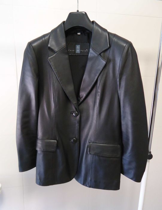 Casa da Peles  -  Blazer slim fit em cabedal polido