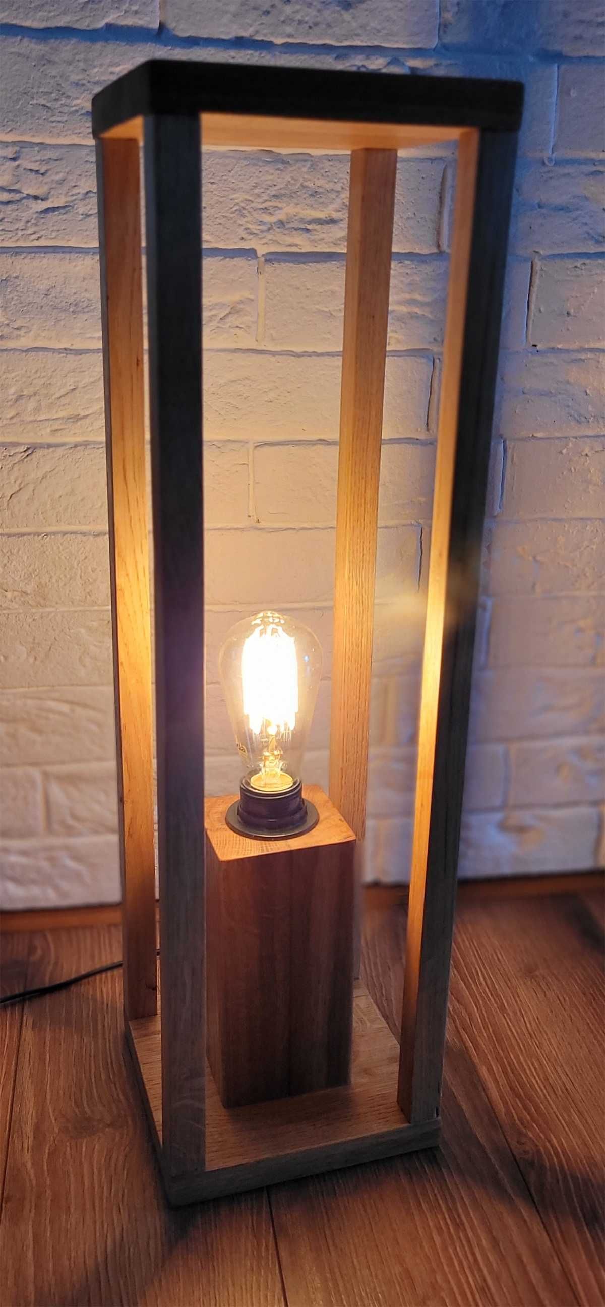 Lampa stojąca Dębowa Ręcznie Robiona Loft