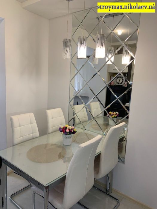 Зеркало на стену (панно) 100*200 см серебро фацет 10 мм