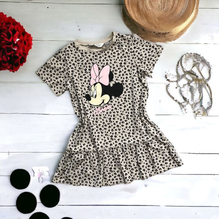 хлопковое леопардовое платье с Микки H&M на девочку 5-6 лет