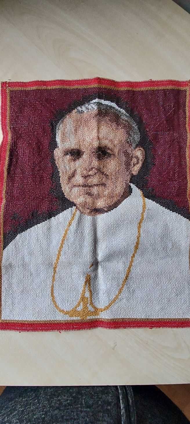Obraz Jan Paweł II Papież duża kanwa wyszywana muliną ariadna