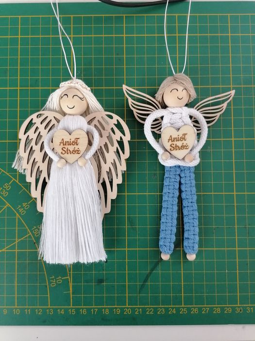 Anioł stróż makrama zawieszka