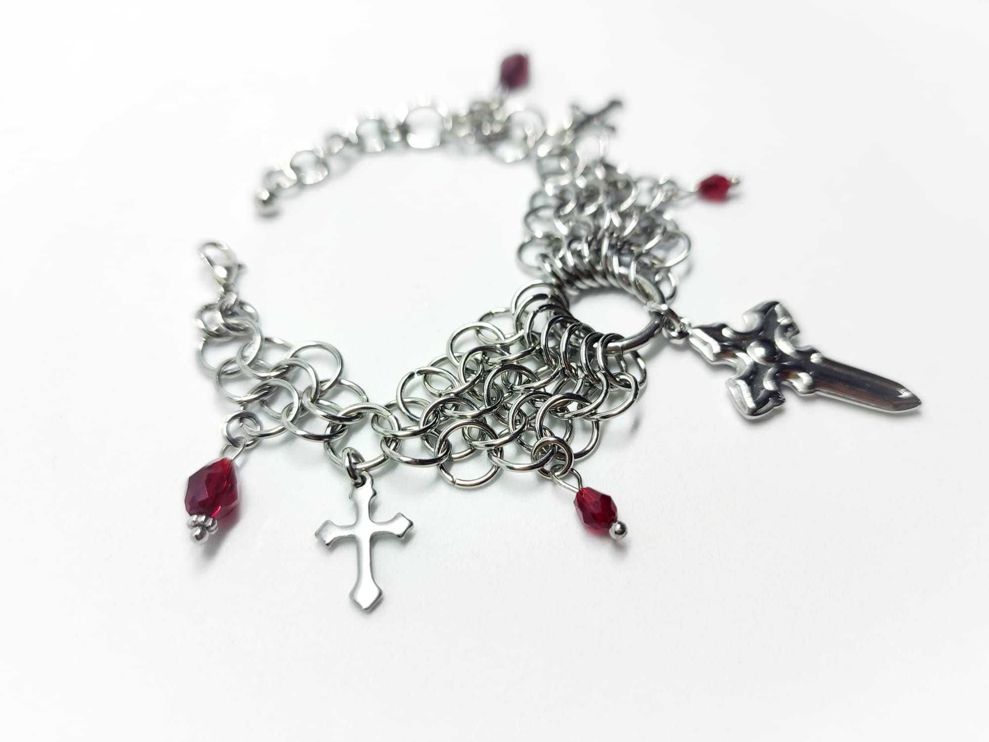 Bransoletka STAL CHIRURGICZNA SZKŁO kolczuga chainmaille