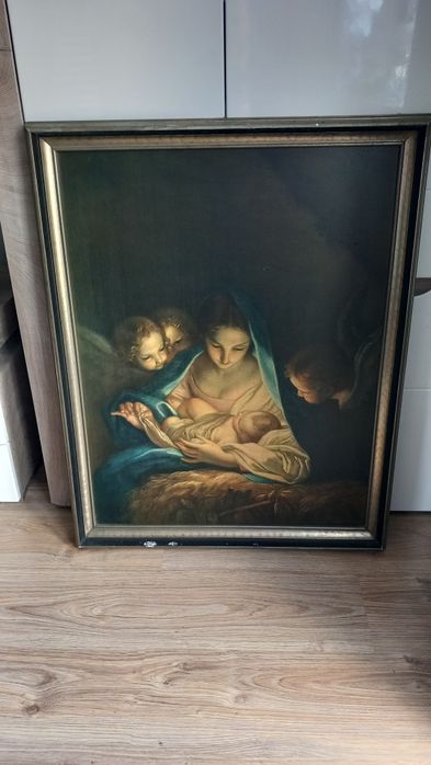 Stary Obraz XVIII w.Carlo Maratta Reprodukcja 1833r.Święta Noc (Narodz