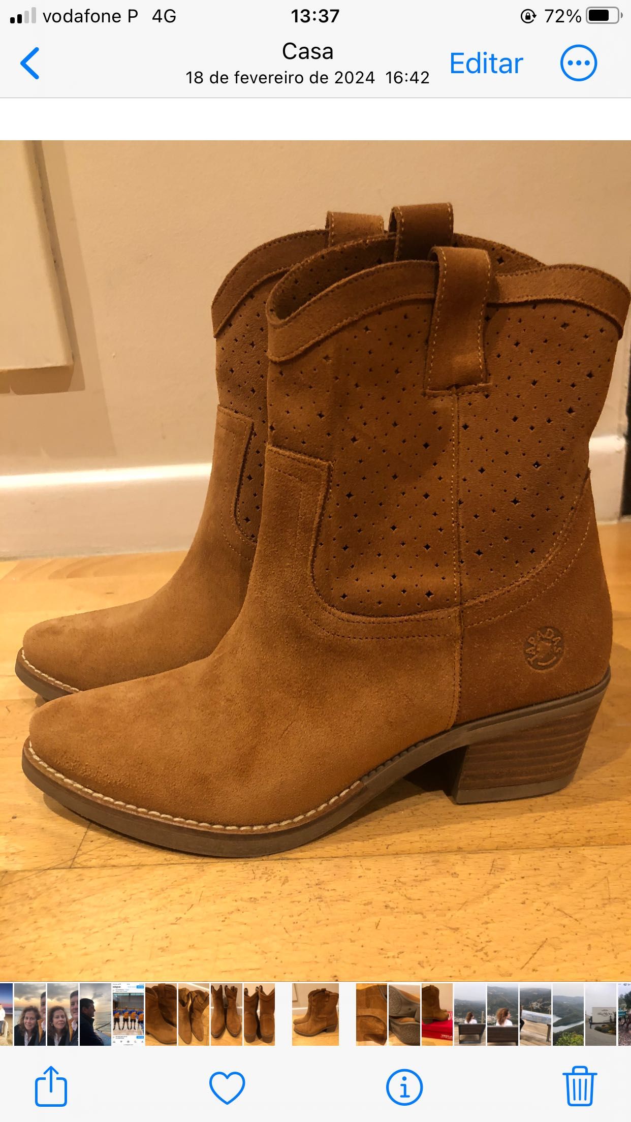 Botas de camurça, cor camel da marca Tapadas