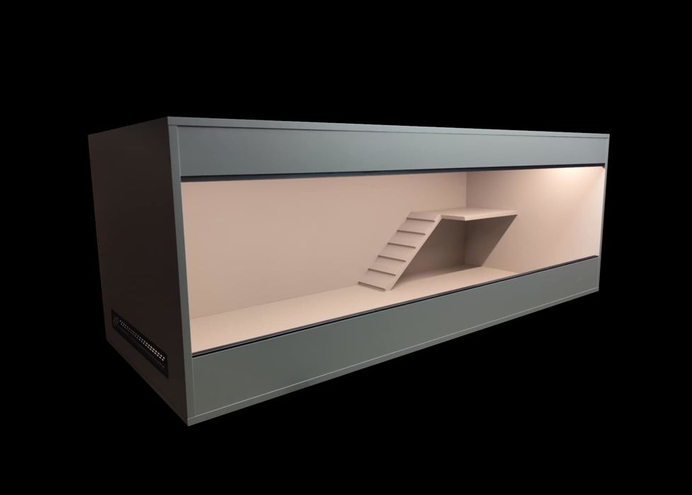 Terrarium na zamówienie, terrarium z wystrojem z plyty
meblowej.