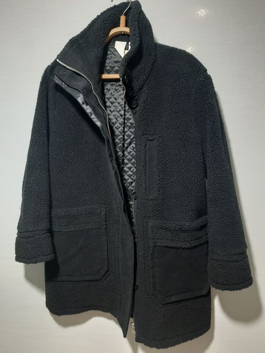 Arket teddy black coat , чорне пальто шуба теді на блискавці 34